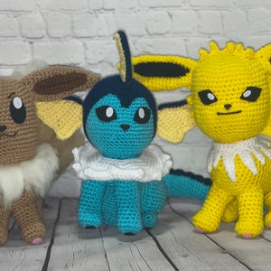 Handmade Crochet Jolteon, Amigurumi Jolteon / Crochet Vaporeon, Amigurumi Vaporeon / Crochet Eevee, Amigurumi Eevee