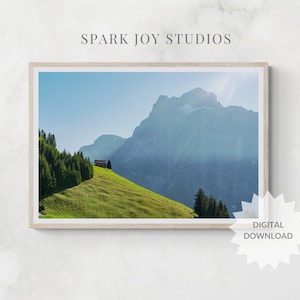 Swiss Chalet 2 in the Summer Alps, Alpine Retreat Photography, Mountain Getaway, Fine Art Printable, DIGITAL DOWNLOAD, Printable Wall Decor