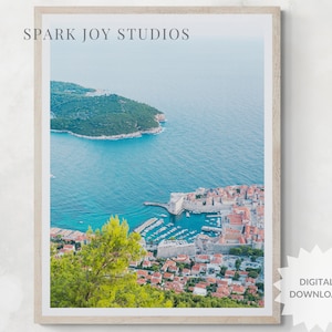 Dubrovnik Aerial Sunset Fine Art Print, King&#39;s Landing, Croatia Photography, Coastal Cityscape,DIGITAL INSTANT DOWNLOAD,Printable Wall Decor
