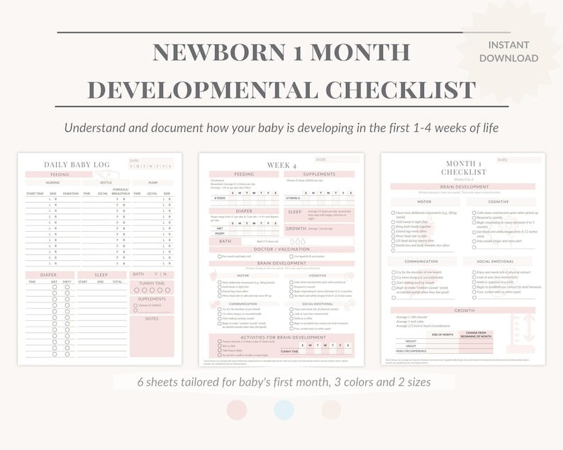 Month 1 Baby Brain Development Tracker, Baby Care Daily Log, Brain ...