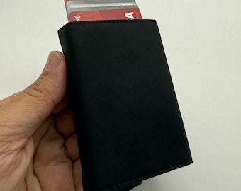 Leather Wallet for Men, RFID Pop-Up Wallet, Personalized Engraved Card Holder