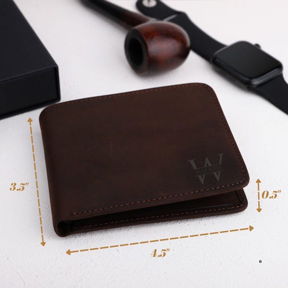 INBLUE Personalized Engraved Bifold Wallet - Custom Leather Wallet With Photo & Text, Gift For Men