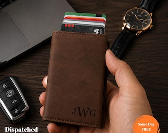 Personalized Leather Dad Wallet: Custom Engraved Fathers Day Gift from Kids