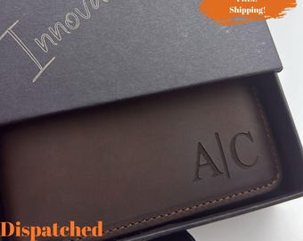 Personalized Leather Wallet: Engraved Genuine Leather Custom Bifold