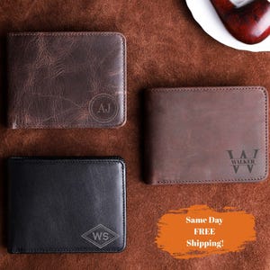 Cartera de cuero personalizada, regalo de aniversario para él, billetera plegable para esposo, regalos para papá y abuelo, regalo para el Día del Padre.