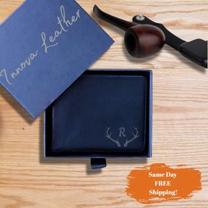 Cartera de cuero fina, para una cita nocturna, personalizada, hecha a mano, regalo de cumpleaños, con monograma.