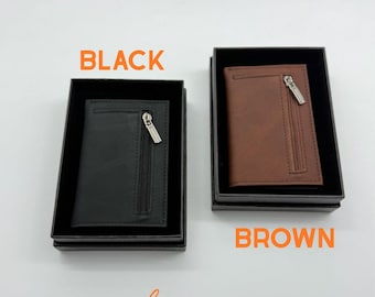 Pop Up Wallet, RFID Wallet Men, Personalized Leather Card Holder, Groomsmen Gift