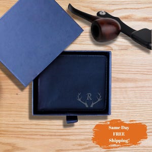 Cartera de cuero fina, para una cita nocturna, personalizada, hecha a mano, regalo de cumpleaños, con monograma.