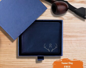Cartera de cuero fina, para una cita nocturna, personalizada, hecha a mano, regalo de cumpleaños, con monograma.