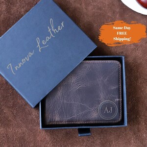Cartera de cuero personalizada para hombre con identificación, idea de regalo para el día del padre 2025, billetera de cuero personalizada, billetera personalizada, billetera grabada, regalo para prometido