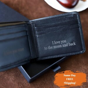 Cartera de cuero genuino grabada, cartera personalizada, cartera para hombre, cartera para padrinos de boda, cartera personalizada, regalo para novio, cartera con bolsillo frontal.