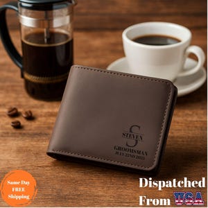 Personalized Leather Wallet: Engraved Gift for Son, Father's Day, Birthday Gift