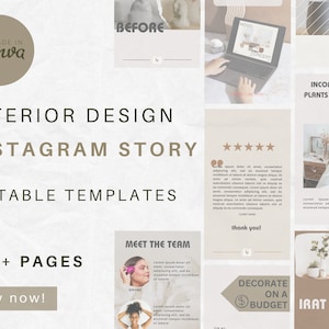 104 Instagram Story Templates | Interior Design | Freelance | Comprehensible | Editable | Canva | Digital Product | Instant Download