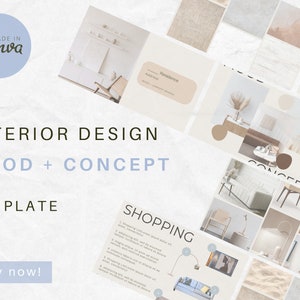 Mall för moodboard för inredningsarkitekt | Digital nedladdning för inredningsarkitekter | Canva-mallar | Designermall | Minimalistisk