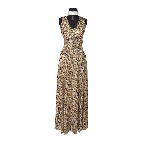 Vintage 90s Silk Halter Gown , Leopard Maxi Evening Dress (US 6 / UK 8 ) - Etsy Vintage 90s Silk Halter Gown , Leopard Maxi Evening Dress (US 6 / UK 8 ) - Etsy