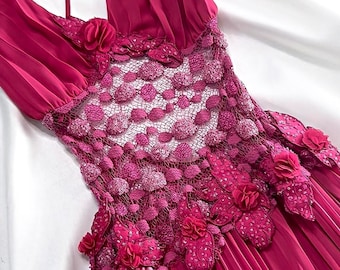 Vintage Pink Transparent Dress Vintage Pink Halter Neck Prom Dress