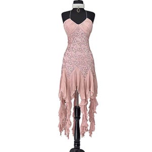 vintage pink fairy silk dress , pink 100% silk prom dress  , fairy core dress , wedding dress , special occasion dress , vtg silk