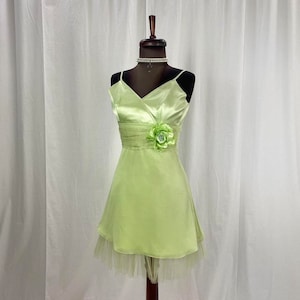 Vintage Green Mini Cocktail Dress 90s Dress
