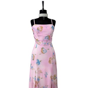 Vintage Y2K Pink Floral Maxi Dress: Glittery Fairycore Gown