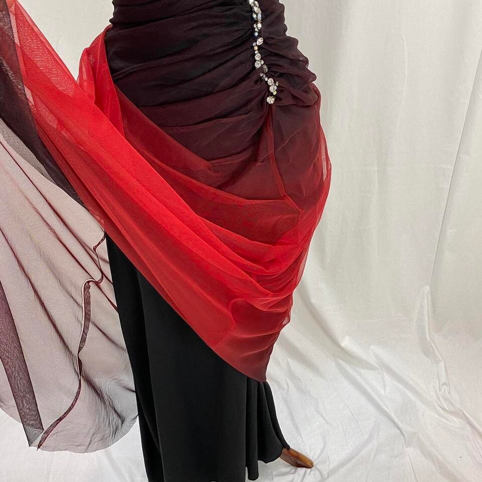 Vintage Red Black Mesh Layered Prom Dress, Y2k Gown