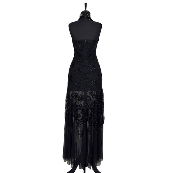 Vintage Beaded Gothic Prom Dress , Beaded Embroid… - image 3