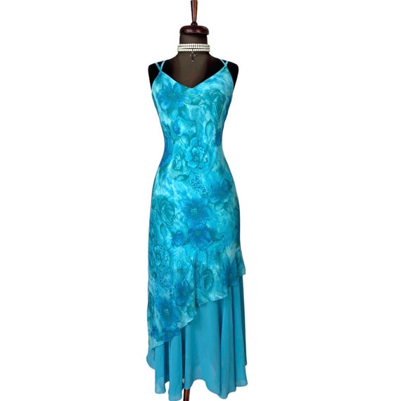 オールインワン・サロペット Bazar Deluxe Long Dress In Blue Printed Viscose LTS Tall Women's Blue Floral Print Midaxi Sundress | Long