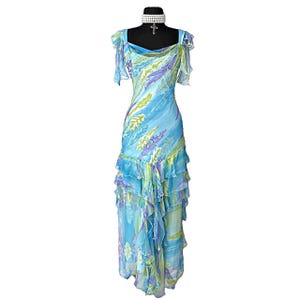 vintage beaded embroidery 100% Silk Prom Dress , Silk Maxi Ombre Dress , Dream Colour Floor length occasion dress , Fairy Core Ballgown
