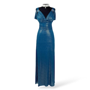 chinese dress ladies Dark Teal Matte Satin Maxi Dress With Gathered Side And Lace-Up Back |