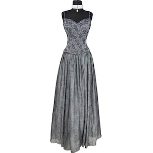 Vintage 2000s Beaded Embroidery Prom Dress: Full Length Ball Gown