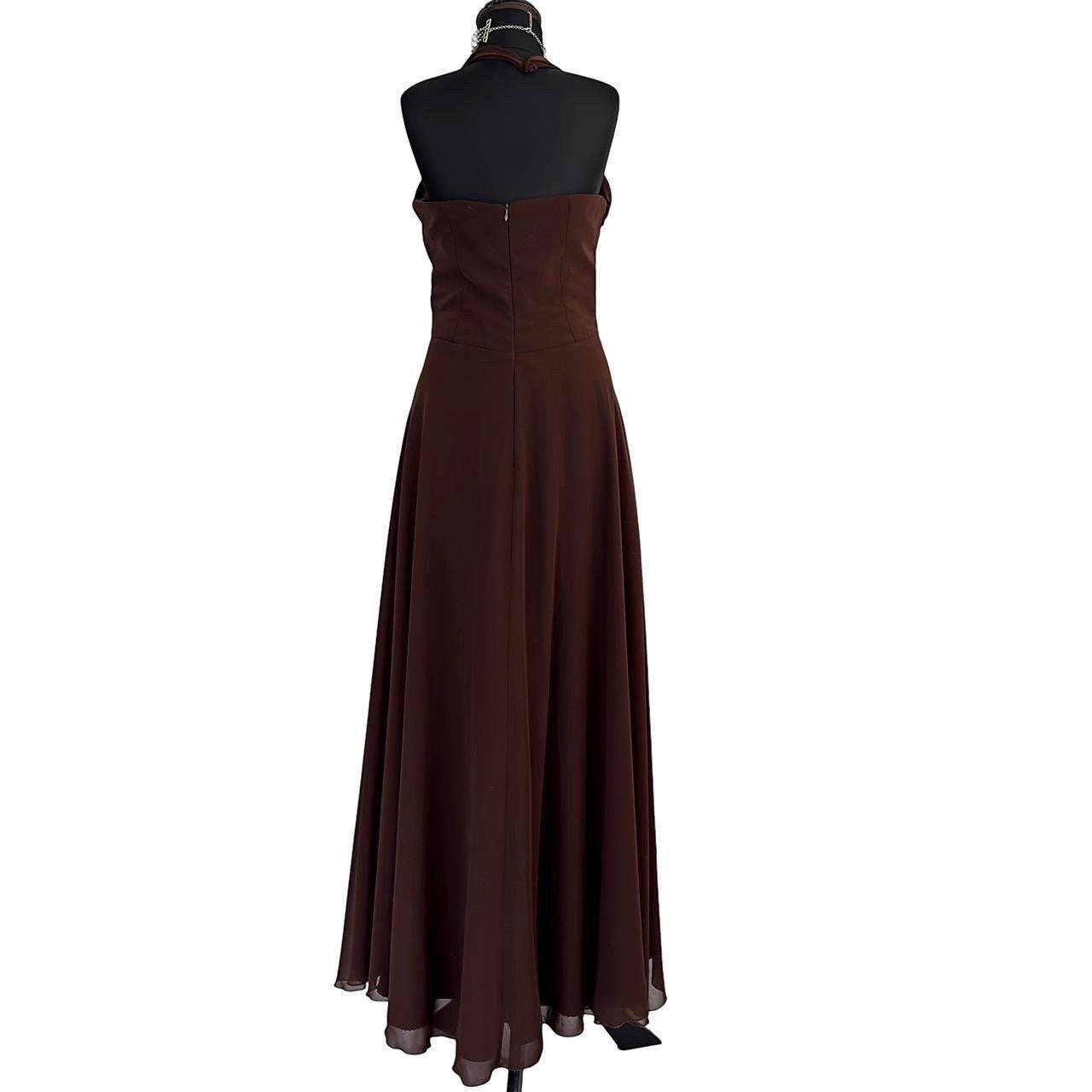 brown vintage prom dress Vintage Square Neckline Coffee Mesh Prom Dress – misaislestyle main image 0