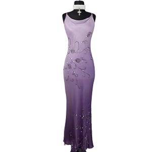 vintage ombré silk beaded embroidery prom dress , silk maxi fairy dress , floor length formal dress
