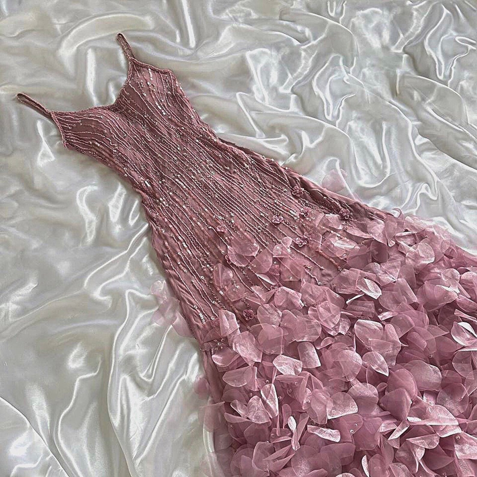 Silk Beaded Flared Party Dress