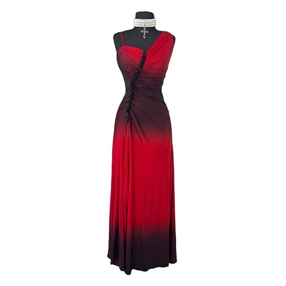 red and black ombre prom dress Plus-Size Ombre-Beaded Long Prom Dress main image 0
