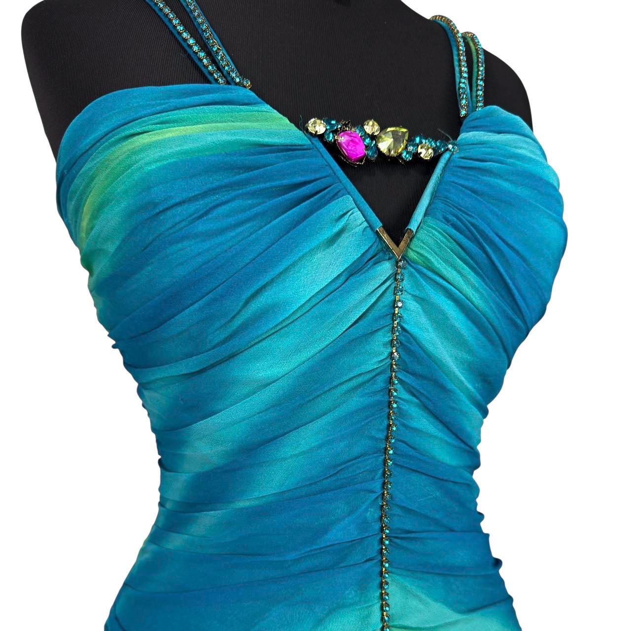 slim fit dress slacks Open-Back Long Beaded Ombre Prom Dress