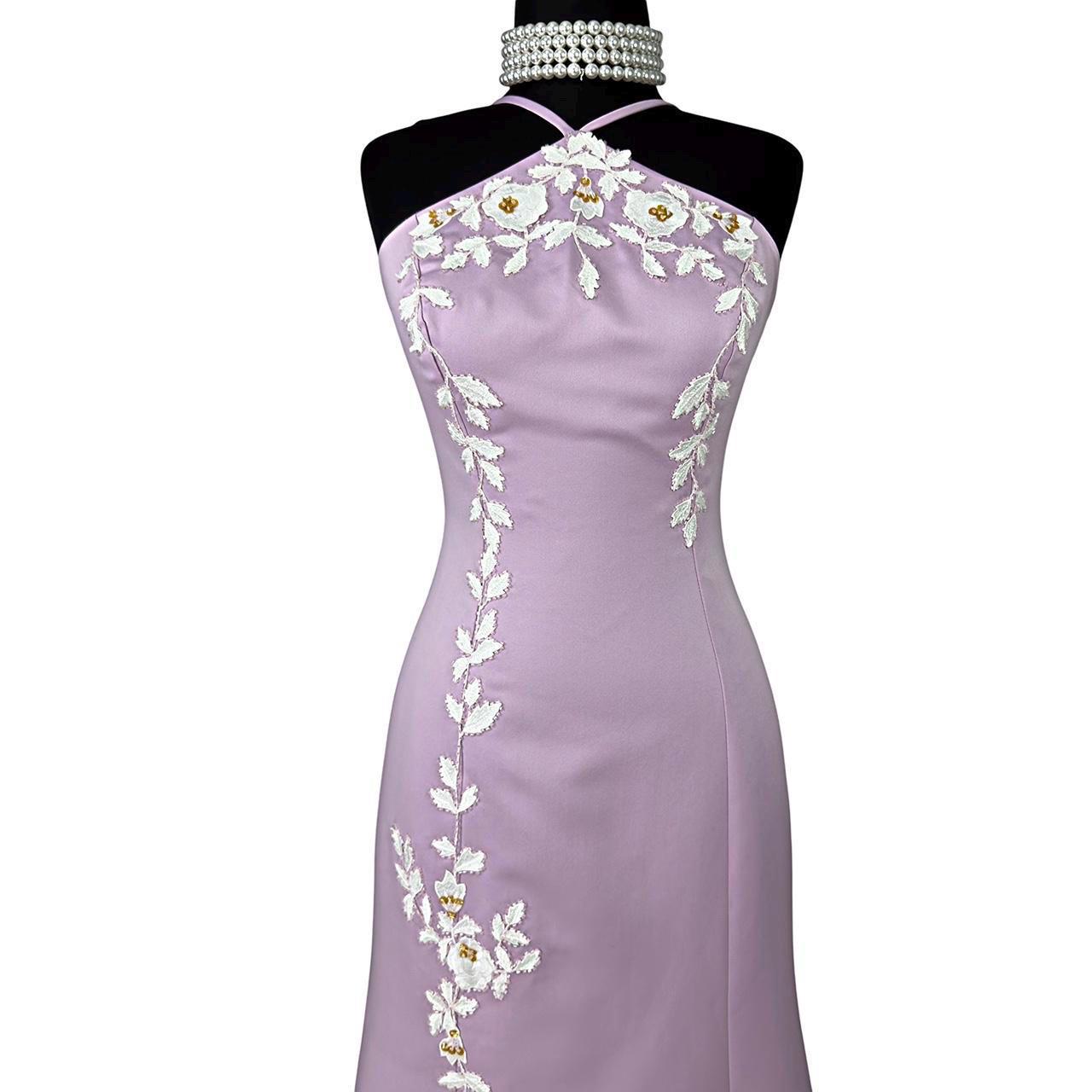 Vintage Y2K Lavender Mermaid Prom Dress Beaded Embroidery  display picture 2