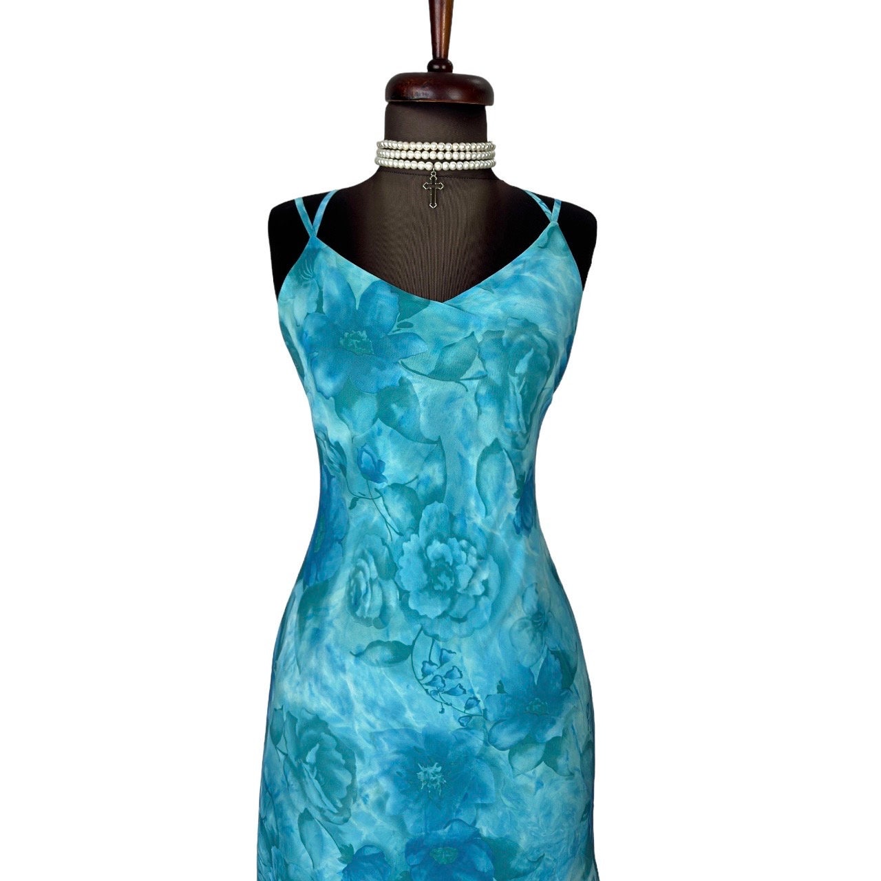 オールインワン・サロペット Bazar Deluxe Long Dress In Blue Printed Viscose LTS Tall Women's Blue Floral Print Midaxi Sundress | Long