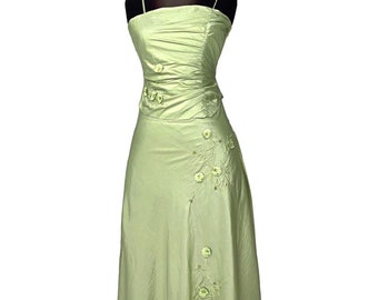 Vintage Green Dress , Vintage Ballgown , Long  Prom dress , Y2K Party Dress