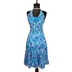 Vintage Asymmetric Baby Blue Dress Y2K Halter Neck dress