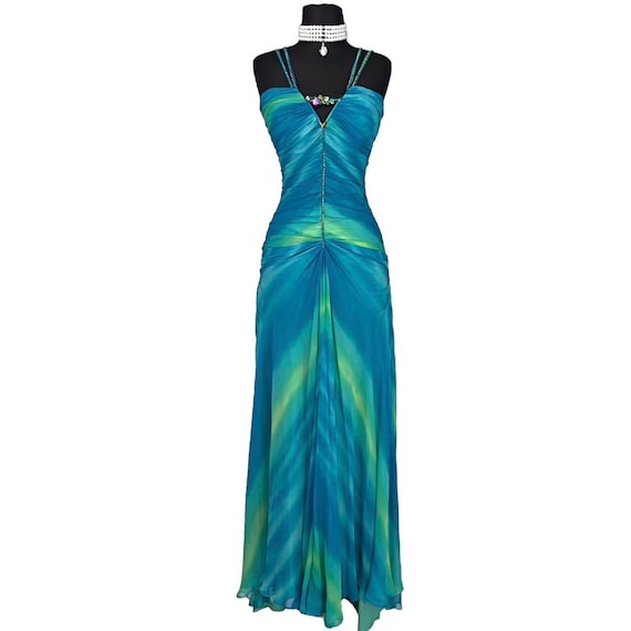 green emerald velvet dress Sweet Heart Peacock Green Gradient Ombre Chiffon Prom Dresses US14 / Custom Color main image 0