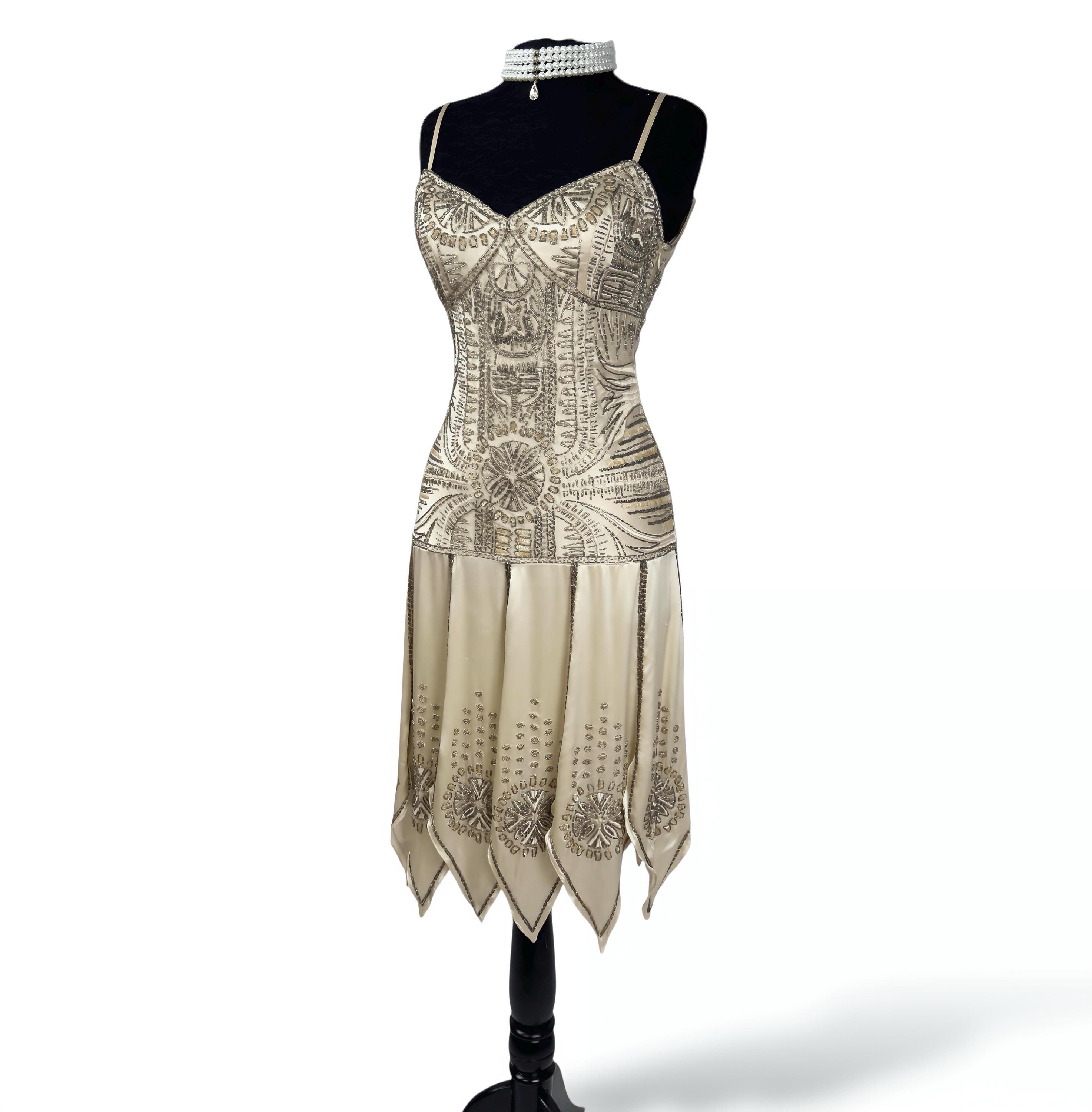 sue wong beaded flapper dress Vintage Y2K Sue Wong Plum Purple Silk Beaded Floral Midi Dress