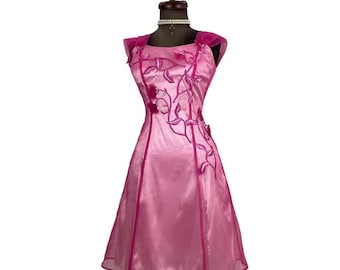 Vintage Pink Mesh Layered Dress Ball Gown