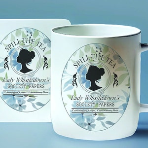 Bridgerton Coffee Mug | Lady Whistledown | Tea | Coffee | Regency Era Romance | Netflix | Fandom | Free Drink Coaster