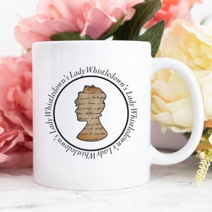 Bridgerton Coffee Mug | Lady Whistledown | Coffee | Tea | Regency Era | Romance | Netflix | Fandom | Free Drink Coaster