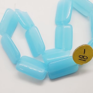 12 Light Blue Czech Oblong Beads EB161