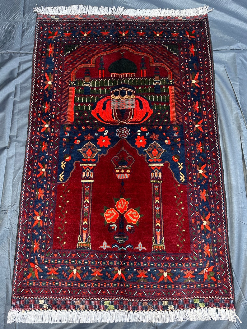 3 Ft X 4 Ft, Afghan Handmade Prayer Mat Rug, Muslim Rug, Sajdah Rug