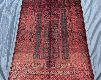 Antique Wool Prayer Rug: 1920s Handmade Islamic Namaz Carpet