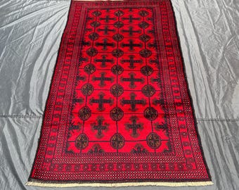 Handmade Afghan Baluch Wool Rug: 4'2 X 6'5 Tribal Design - Etsy