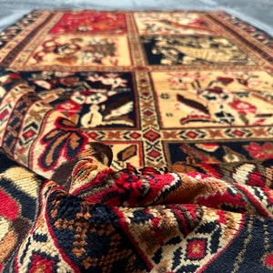 4x6 Multicolor Pictorial Area Rug-Turkmen Birds Design Small Rug-Soft Tribal Rug-Afghan Washable Ethnic Antique Rug-Any Room Rug-3.4x6.5