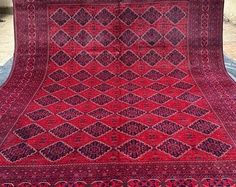 Khamyab Kalisa Rug: Turkmen Handwoven Wool Afghan Rug (9.10x12.11)