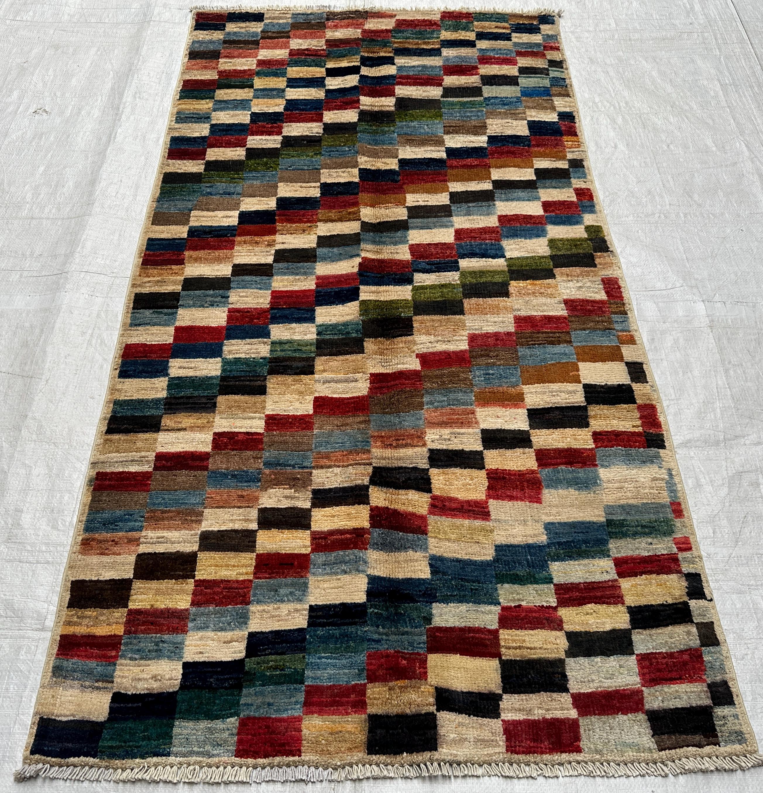 ハンドメイドのアフガニスタンウールギャッベランナーラグ：トライバル